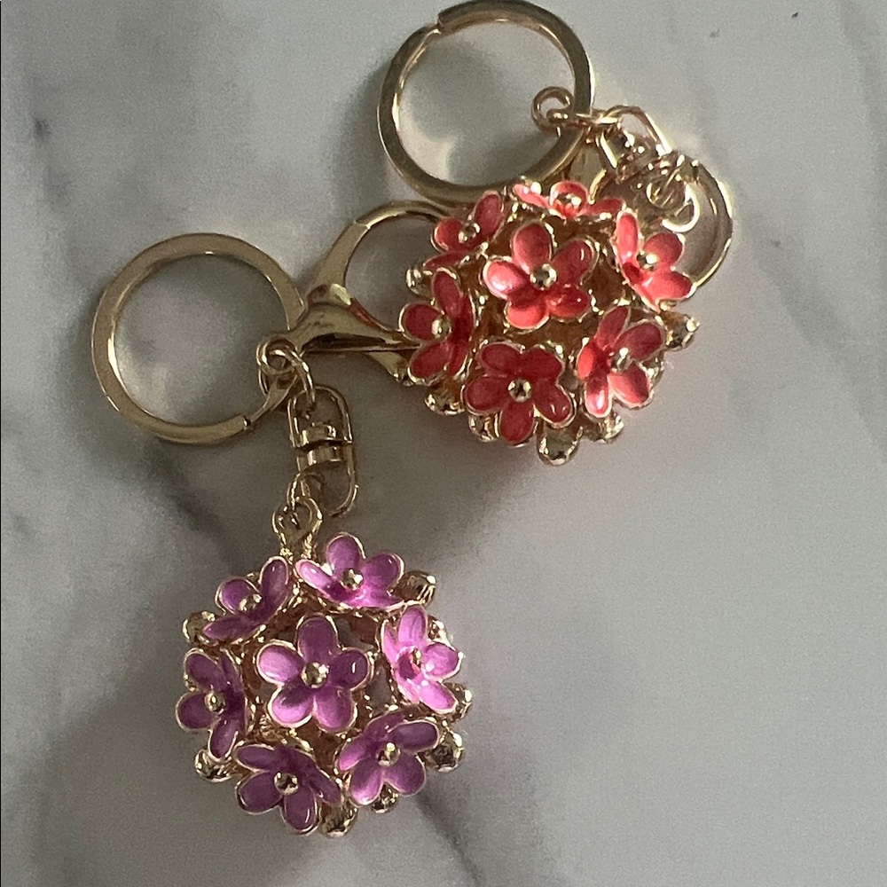 Floral Keychain Set - Pink and Purple 2 fer!